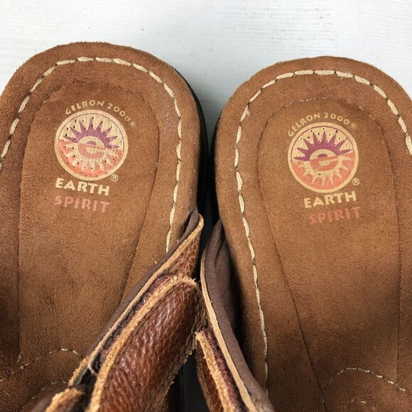 Earth Spirit Men's Size 13 Gelron 2000 Brown Leather Hook & Loop Casual Slides - Picture 12 of 15
